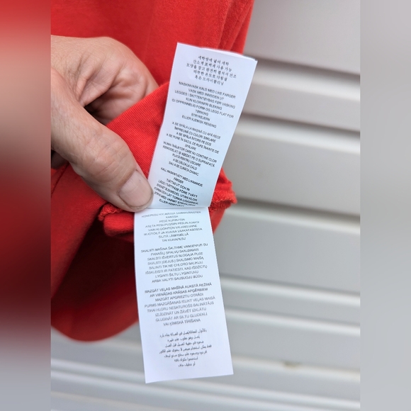 Michael Kors red orange short sleeves brass logo engraved plate Holiday slit bow - Picture 10 of 14